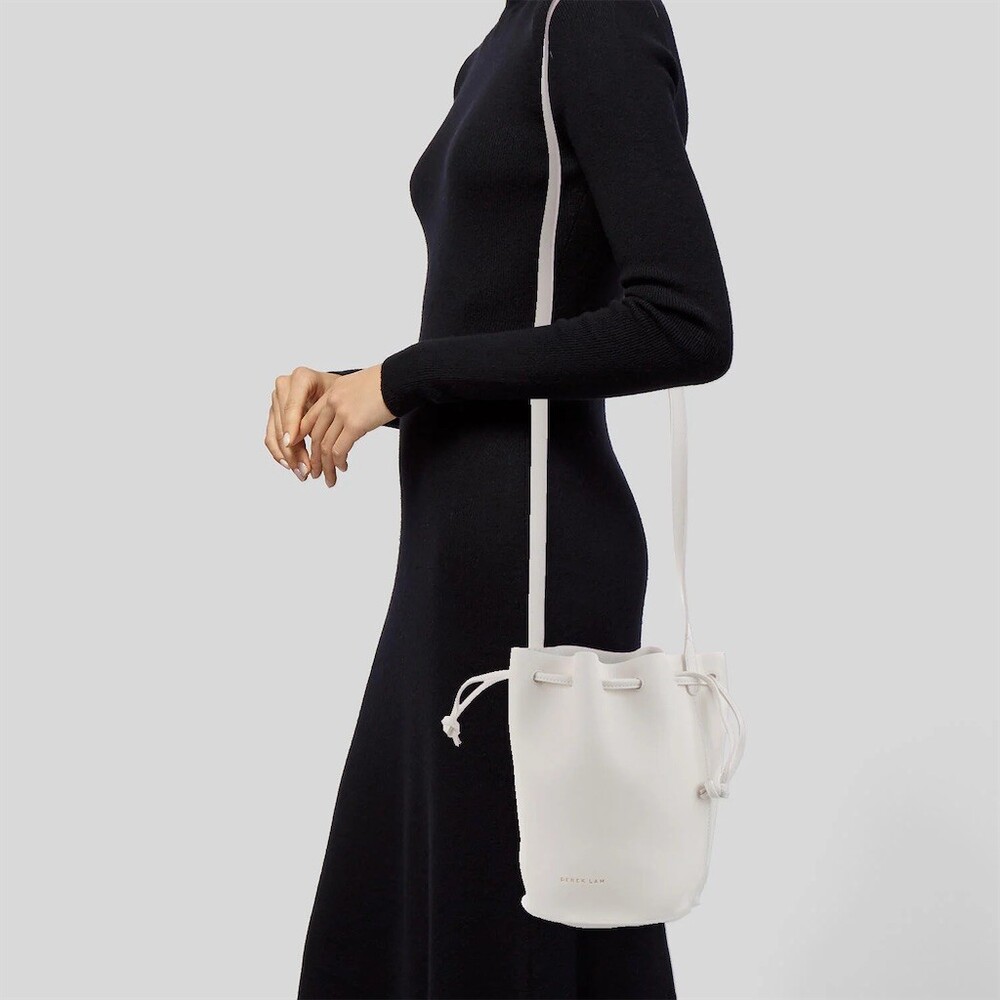 Derek Lam Bucket Drawstring Bag Womens White Crossbody Shoulder Purse